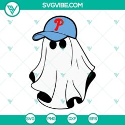Boo Ghost Phillies SVG featuring Philadelphia Phillies logo with Halloween-themed boo sheet design, perfect for Halloween crafts and projects.