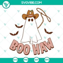 Boo Haw SVG design featuring a cowboy ghost for Halloween, perfect for spooky themed crafts and decorations.
