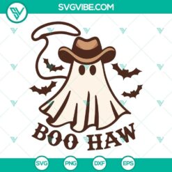 Boo Haw Western Ghost Halloween SVG files with vintage ghost design for Halloween decor.