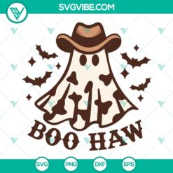Boo Haw Western Ghost SVG design with retro Halloween cowboy theme, spooky and fun. Perfect for download.