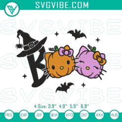 Boo Hello Kitty Halloween embroidery design, featuring a cute & spooky Sanrio-themed file for Halloween decor.