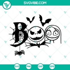 Boo Jack and Sally SVG images with Jack Skellington and Nightmare theme, ideal for Halloween crafts.