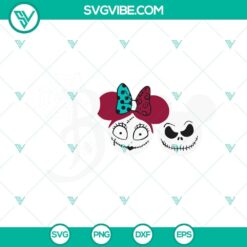 Boo Jack and Sally SVG image with Happy text, featuring The Nightmare Before Christmas SVG files. Perfect for Halloween crafts.