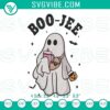 Boo Jee trendy ghost Halloween digital stitch pattern embroidery files for spooky festive crafts.