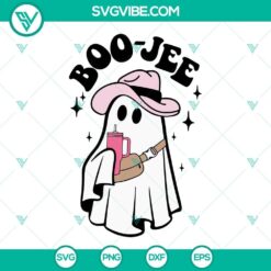 Funny Halloween ghost SVG file design with text "Boo Jee". Perfect for Halloween decor. Downloadable SVG image.