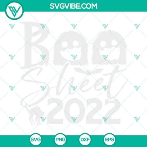 Halloween-themed Boo Sheet 2022 SVG files for shirts and decorations, featuring spooky designs and text "Boo".