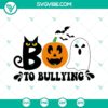Boo To Bullying SVG Download with Halloween design featuring a black cat. Perfect for anti-bullying crafts.