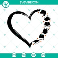 Books Heart, Teacher, Read, Book Lovers SVG Images in PNG and DXF formats for digital crafting and teacher appreciation projects.