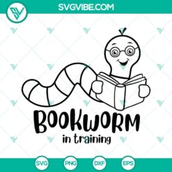 Funny Bookworm in Training SVG design for book lovers. Downloadable Bookworm SVG images in PNG format. Great for projects and crafts.