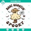 Boot Scootin Spooky SVG file featuring cowboy ghost images in a retro western design. Perfect for Halloween crafts and decor.