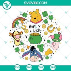 Winnie The Pooh St. Patrick's Day SVG featuring Irish themed designs for digital crafting projects. Perfect for St. Patrick's Day.