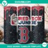 Boston Red Sox Dunkie Junkie Glitter 20oz Tumbler Wrap PNG File - sports-themed tumbler with team logo, glitter accents, digital design
