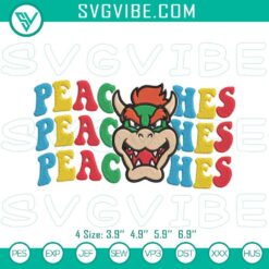 Super Mario Bowser Peaches embroidery design featuring a song file, perfect for gaming fans and DIY projects.