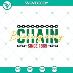 Juneteenth SVG celebrating freedom since 1865, breaking chains design. Ideal for digital downloads and printing.