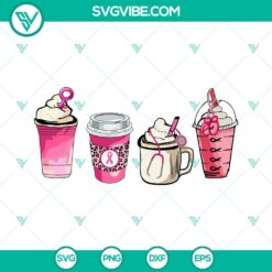 Breast cancer awareness coffee cup SVG design in pink with ribbon. Ideal for latte lovers, charity events, and fundraising campaigns.