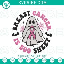 Breast Cancer awareness Halloween digital embroidery files with "Boo Sheet" design. Halloween theme for a cause.
