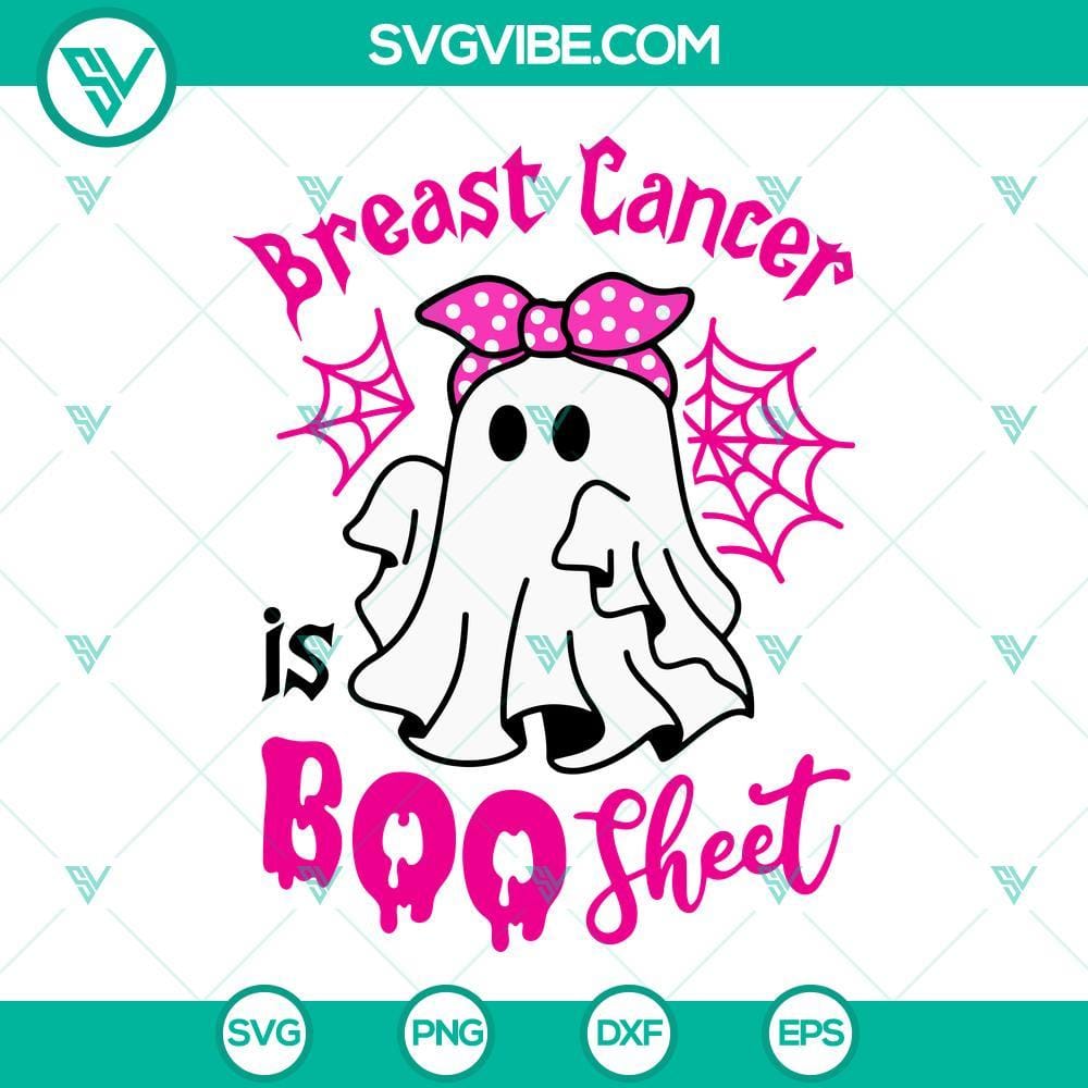 breast-cancer-is-boo-sheet-svg-halloween-breast-cancer-awareness-svg-breast-cancer-ghost-svg-3-mockup.jpg Breast Cancer Is Boo Sheet SVG File: Halloween Breast Cancer Awareness design with spooky ghost and pink ribbons for fundraiser shirts.