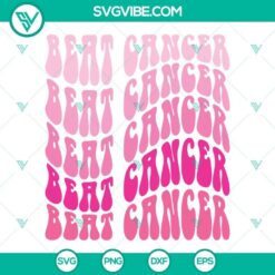 Breast Cancer SVG Files with 'Beat Cancer' design, ideal for Breast Cancer Awareness projects. Bold and empowering design elements.