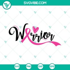 Breast Cancer survivor pink ribbon SVG design for download, featuring warrior theme. Bold, empowering symbol for Breast Cancer awareness.