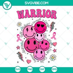 Breast cancer warrior SVG images with ribbon and pink smile, perfect for fundraising events and awareness campaigns.