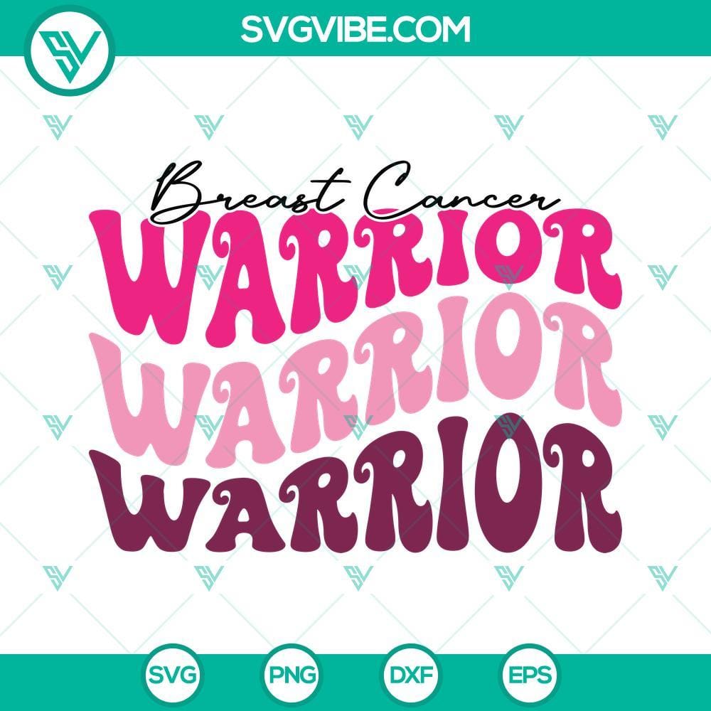 Breast Cancer Warrior SVG PNG DXF EPS Cut Files Breast Cancer Warrior cut files with SVG, PNG, DXF, and EPS formats for crafters and supporters.