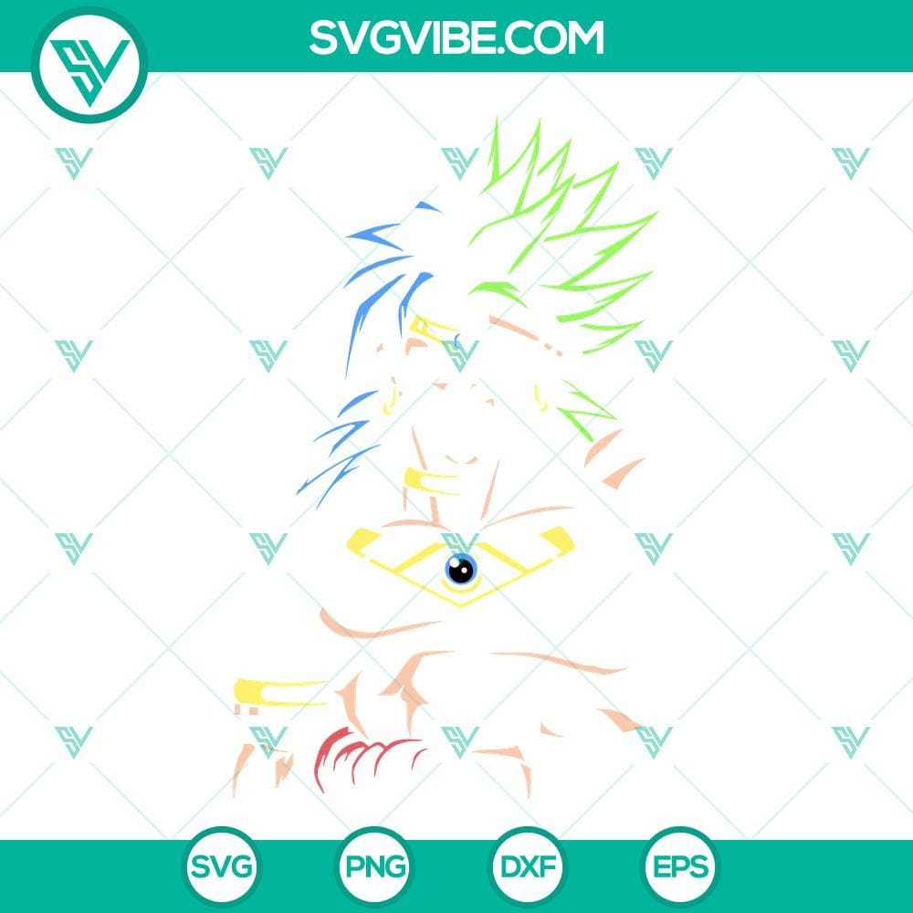 Broly Super Sayan SVG, Dragon Ball Super SVG PNG DXF EPS Cricut Broly Super Saiyan SVG design for Cricut, featuring Dragon Ball Super characters in PNG, DXF, and EPS formats.