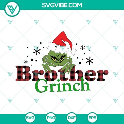 Brother Grinch and Brother Christmas SVG images - Cute Christmas family designs perfect for holiday crafting projects.