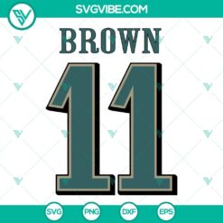 Philadelphia football mascot SVG image of #11 A J Brown in brown color for digital use.