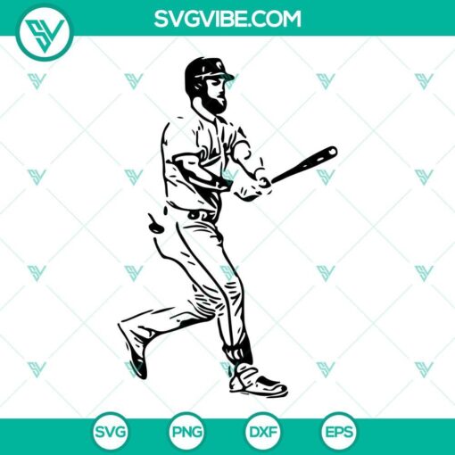 Bryce Harper Philadelphia Phillies baseball SVG download with PNG and DXF file formats. Great for DIY crafts and fan projects.