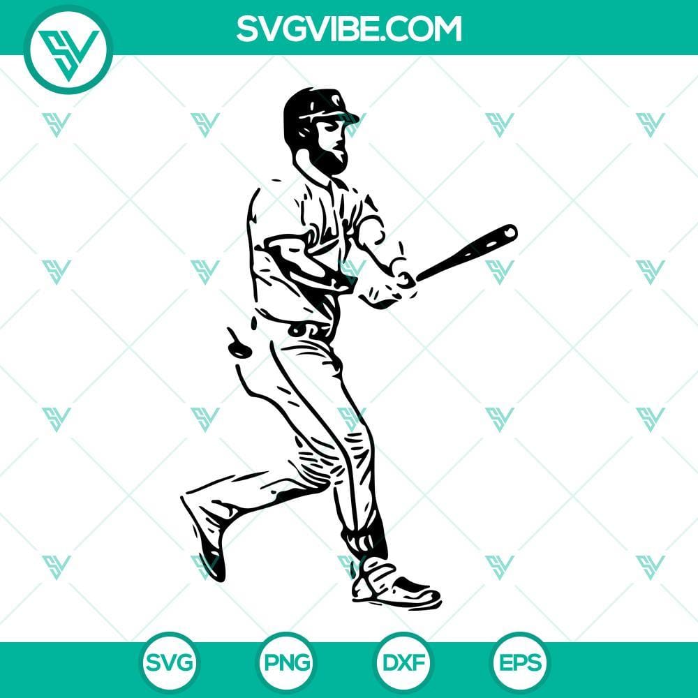 Bryce Harper SVG Download, Baseball SVG File, Philadelphia Phillies SVG Image PNG DXF Bryce Harper Philadelphia Phillies baseball SVG download with PNG and DXF file formats. Great for DIY crafts and fan projects.