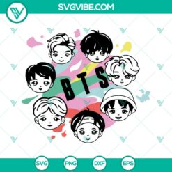 BTS Chibi Kpop star SVG image with files for Cricut - PNG, DXF, EPS. Ideal for craft projects and Kpop fans.