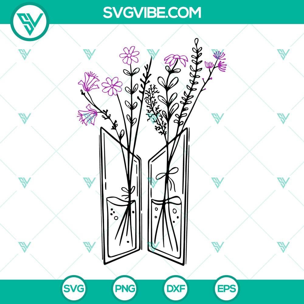 BTS Flower SVG, Bangtan Logo SVG, Floral SVG, Kpop SVG PNG DXF EPS Cricut BTS Flower SVG File featuring Bangtan Logo and Floral Design, ideal for Kpop fans. Download in PNG and DXF formats.
