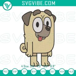 Buddy Bluey machine embroidery design featuring cute Bluey dog character file for crafts and apparel decoration.
