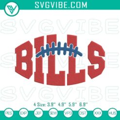 Buffalo Bills football embroidery design, NFL sports logo digital file for fans and sports enthusiasts.