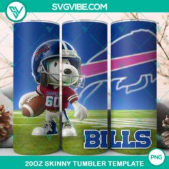 Buffalo Bills Football Snoopy 3D 20oz Tumbler Wrap PNG File, perfect for NFL fans and Peanuts enthusiasts.