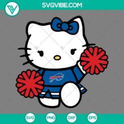 Buffalo Bills Hello Kitty Cheerleader cut files in SVG, PNG, DXF, and EPS formats for crafting projects.