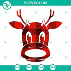 Red buffalo plaid Rudolph SVG files for Christmas. Festive reindeer design in a trendy pattern. Great for holiday crafting projects.