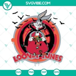 Bugs Bunny Pumpkin Halloween Looney Tunes SVG featuring iconic cartoon character in seasonal theme for crafts.