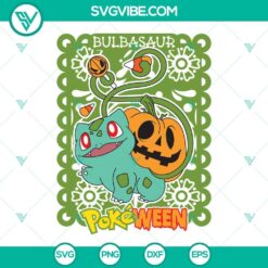 Bulbasaur Pumpkin Halloween SVG file, featuring Pokemon-themed Halloween design with Pokemon SVG images.