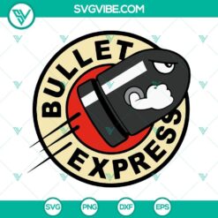 Super Mario SVG files featuring Bullet Express and Banzai Bills designs, with a funny Mario theme. Perfect for video game and Nintendo fans.
