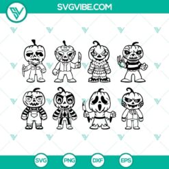 Bundle of horror movie characters with pumpkin heads, perfect for Cricut projects. SVG image files included.