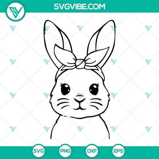 Easter bunny bandana SVG with rabbit face design for digital crafting projects.