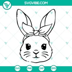 Bunny Bandana SVG Image, Bunny Face SVG File, Easter Bunny SVG File, Rabbit SVG File 6