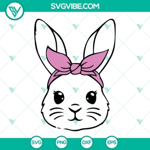 Bunny Bandana SVG Image, Bunny Face SVG File, Easter Bunny SVG File, Rabbit SVG File 2