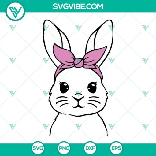 Bunny Bandana SVG Image, Bunny Face SVG File, Easter Bunny SVG File, Rabbit SVG File 5
