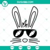 Easter bunny SVG with sunglasses holding carrots, perfect for holiday crafting projects.