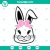 Bunny heads SVG with bows and ears, cute bunny face SVG files perfect for crafts, includes bowtie. Ideal for Easter projects and decorations.