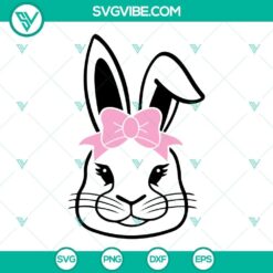 Bunny heads SVG with bows and ears, cute bunny face SVG files perfect for crafts, includes bowtie. Ideal for Easter projects and decorations.