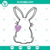 Easter bunny outline SVG with heart, perfect for crafting projects.
