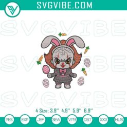 Bunny Pennywise Easter Horror Digital Embroidery design, perfect for Halloween lovers.